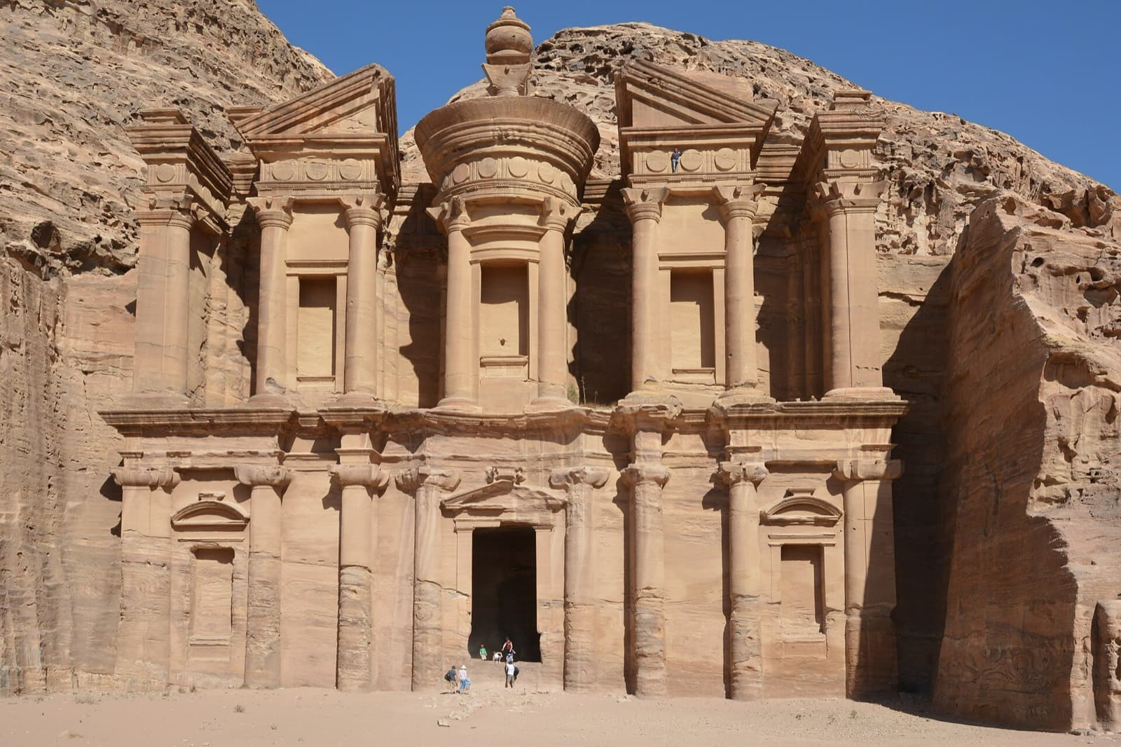 The rock-carved Ad Deir monastery at Petra, Jordan